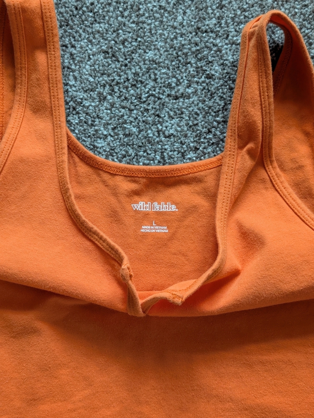 Wild Fable Orange Cropped Tank Top Slit Scoop Neck - Large - Picture 3 of 4